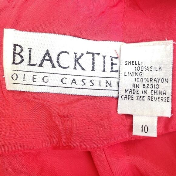 Black Tie Oleg Cassini Red Silk Sequin Dress 10 - Picture 3 of 5